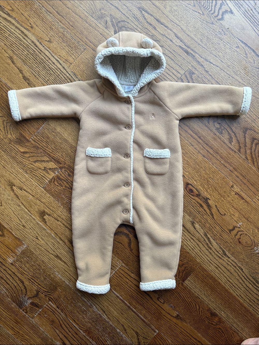 BABY GAP 🧸Cozy Tan Sherpa-Lined Baby One-Piece